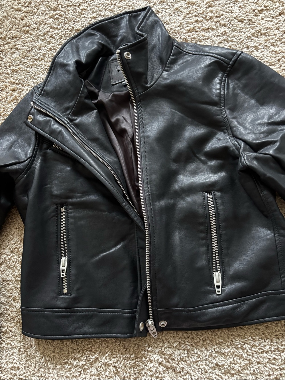 Men's Black Leather Zip-Front Jacket